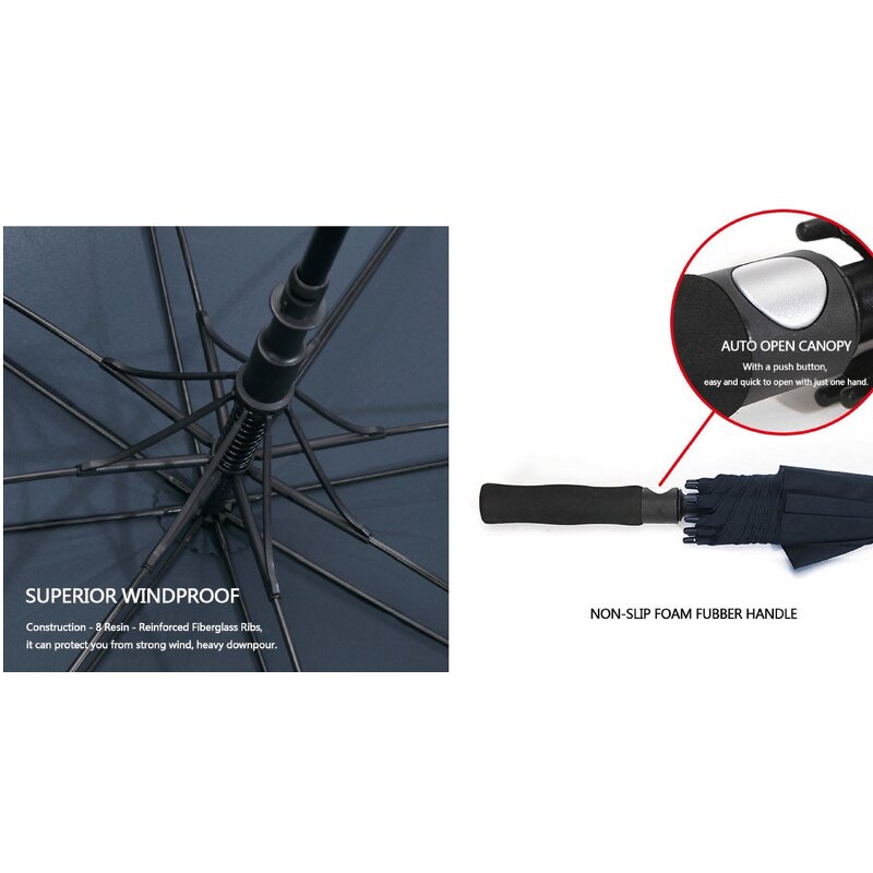 Golf Umbrella Manufacturer - 30 Inch Auto Open 68-inch Oversize Custom Logo Windproof Double Layer