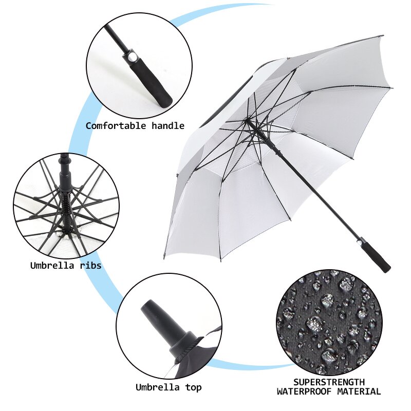 Golf Parasol Manufacturer - Luxury 68 Inch Oversize Extra Large Double Canopy Vented Windproof Waterproof