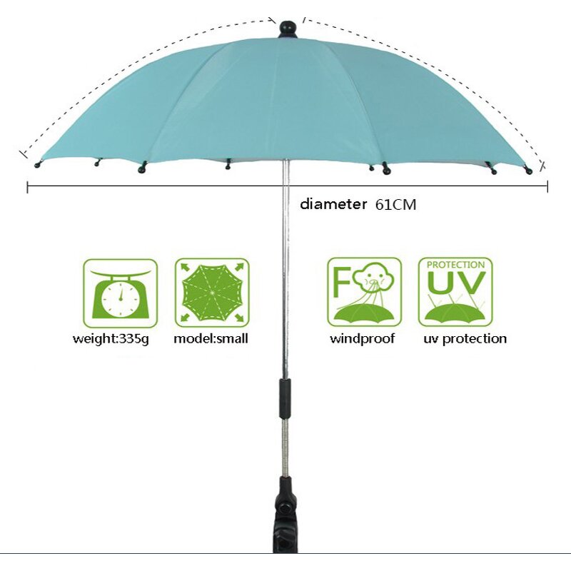 Stroller Umbrella Manufacturer - UV Protected 19-inch Steerable Straight X7 6/8 Ribs with Manual Control Modern Clamp