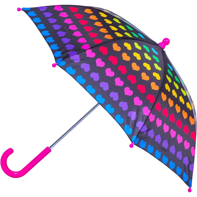 Children's Umbrella Manufacturer - Polka Dot Rainbow Straight Bone Rainproof Canopy and Curved Handle for Easy Hanging