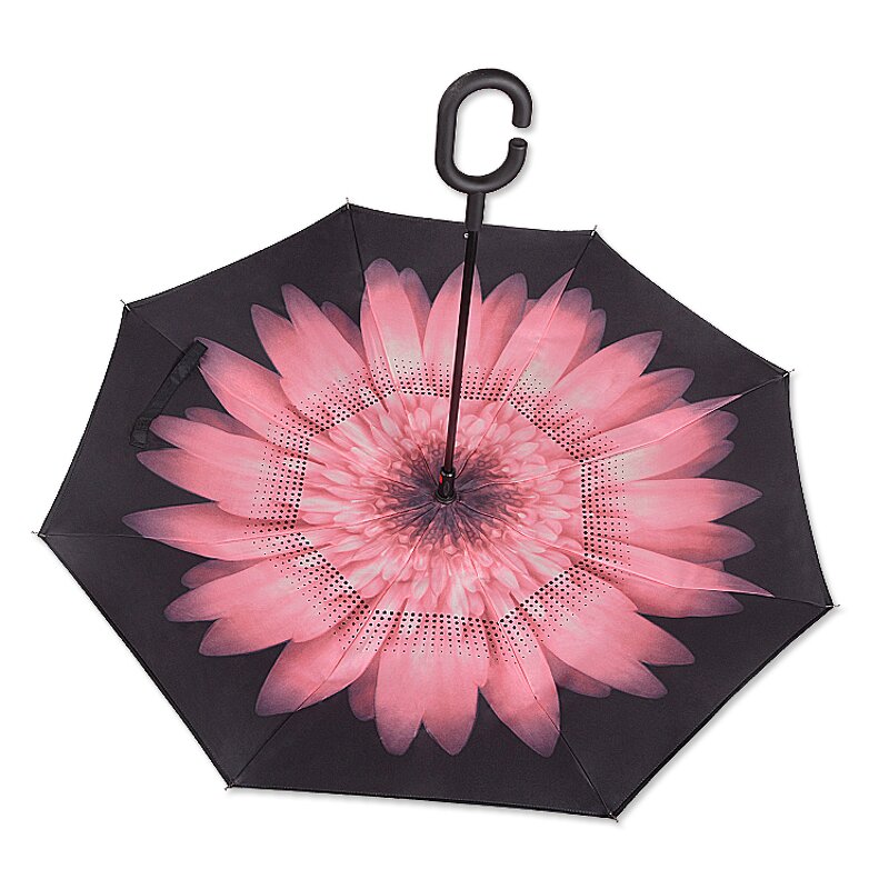 Reverse Umbrella Manufacturer - OEM Promotional Beautiful Inside Out UV Blocking Branded with Logo C Handle for Women