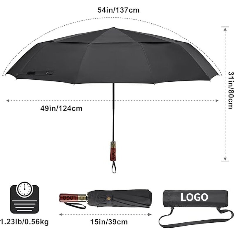 Umbrella Manufacturer - Guangzhou High End Wooden Handle Print Big Size with Custom Logo