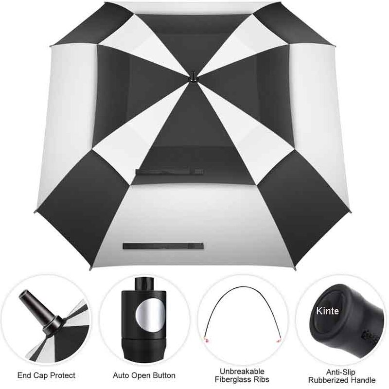 Golf Umbrella Manufacturer - OEM 54 62 68 Inch RPET Square Double Layers Vent Recycled