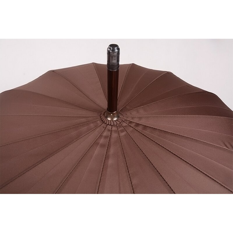 Stick Umbrella Manufacturer - Standard Size Semi Automatic Open 23inch Korean Popular Wooden Handle Designer 16 Ribs