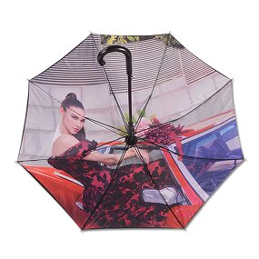Stick Umbrella Manufacturer - 23Inch UK Walking Style Double Layer Inside Customized Picture Printing