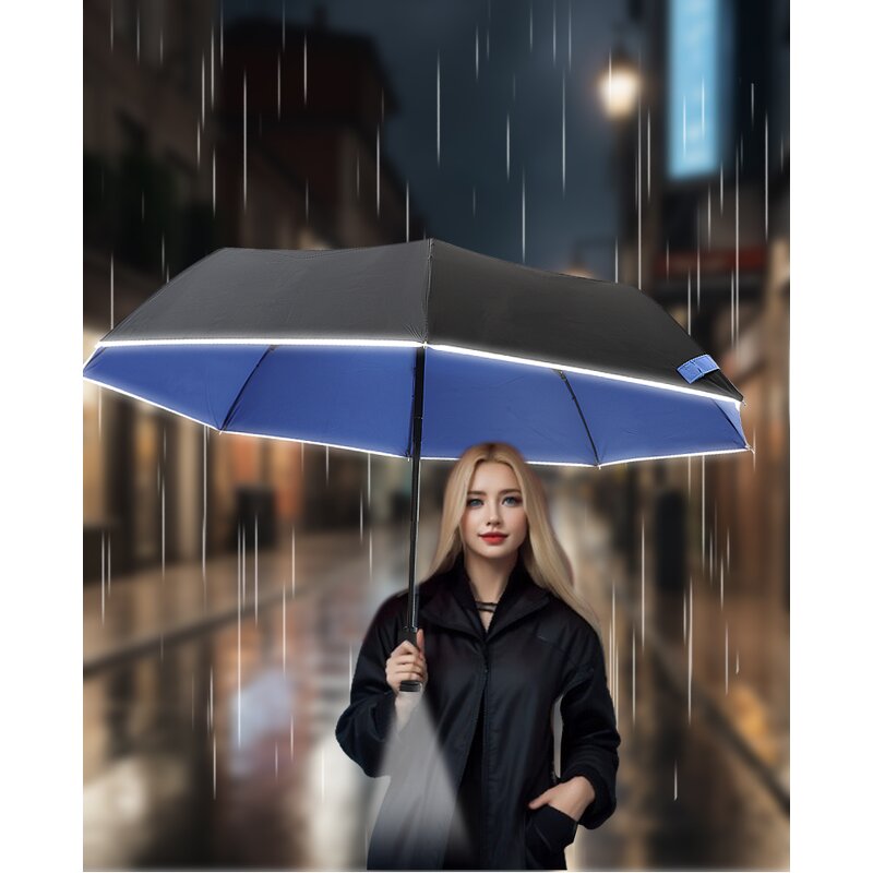 LED Umbrella Manufacturer - 2024 Hot Selling Lighted Rain Outdoor Folding Automatic Opening Closing Flashlight with UV