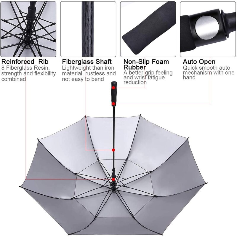Straight Umbrella Manufacturer - Plastic Handle with Metal Ring Double Layers Durable