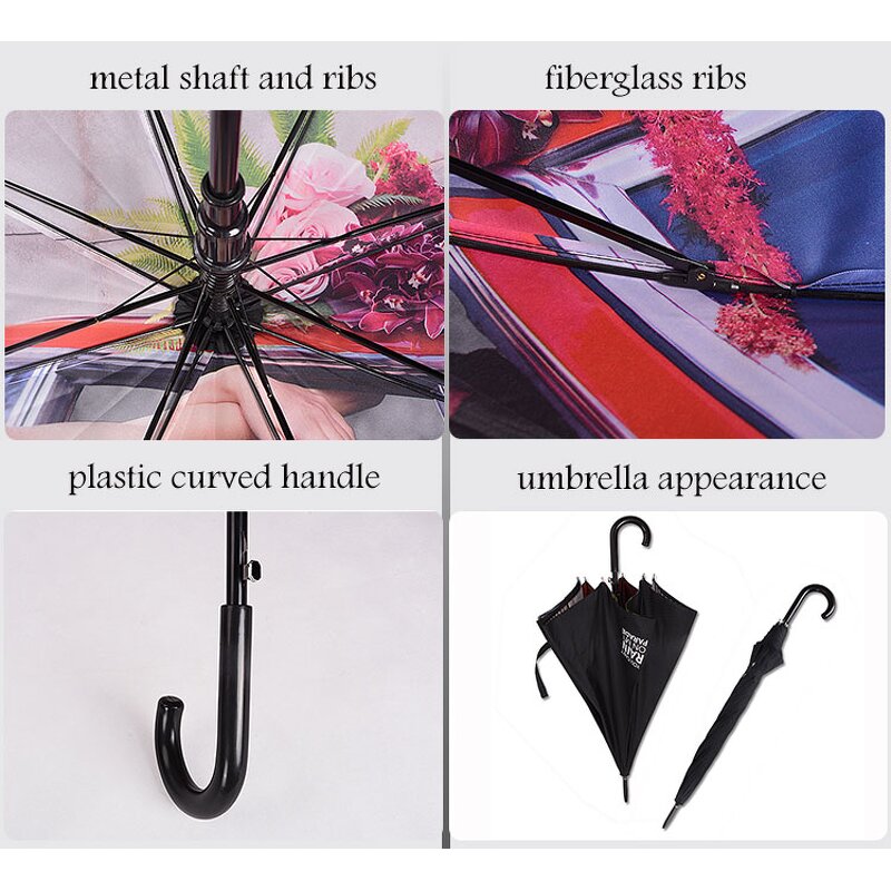 Stick Umbrella Manufacturer - 23Inch UK Walking Style Double Layer Inside Customized Picture Printing