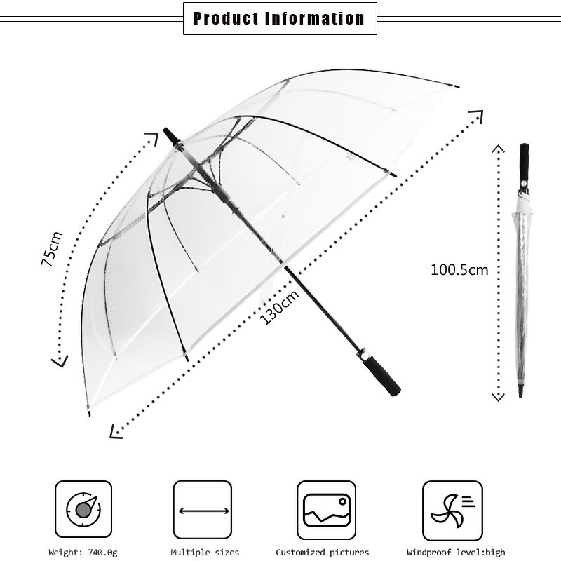 Golf Umbrella Manufacturer - Good Price Transparent Big Size 30inch Clear Poe/Pvc Windproof