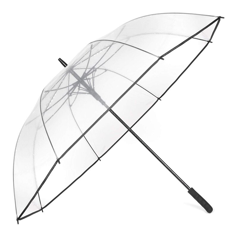 Straight Umbrella Manufacturer - 23-Inch 8K Plastic Handle with PVC Cover Custom Printed Logo Transparent Dome Clear