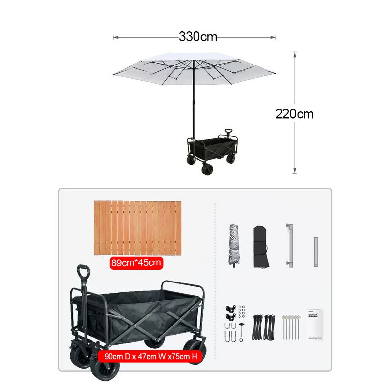 Folding Wagon Manufacturer - Heavy Duty Portable Collapsible Beach Cart with Big Wheels for Sand Camping Trolley Large Capacity