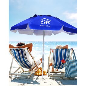 Beach Umbrella Manufacturer - Wholesale Custom Cheap Promotional UV Protection Blue Portable Outdoor with Logo Prints