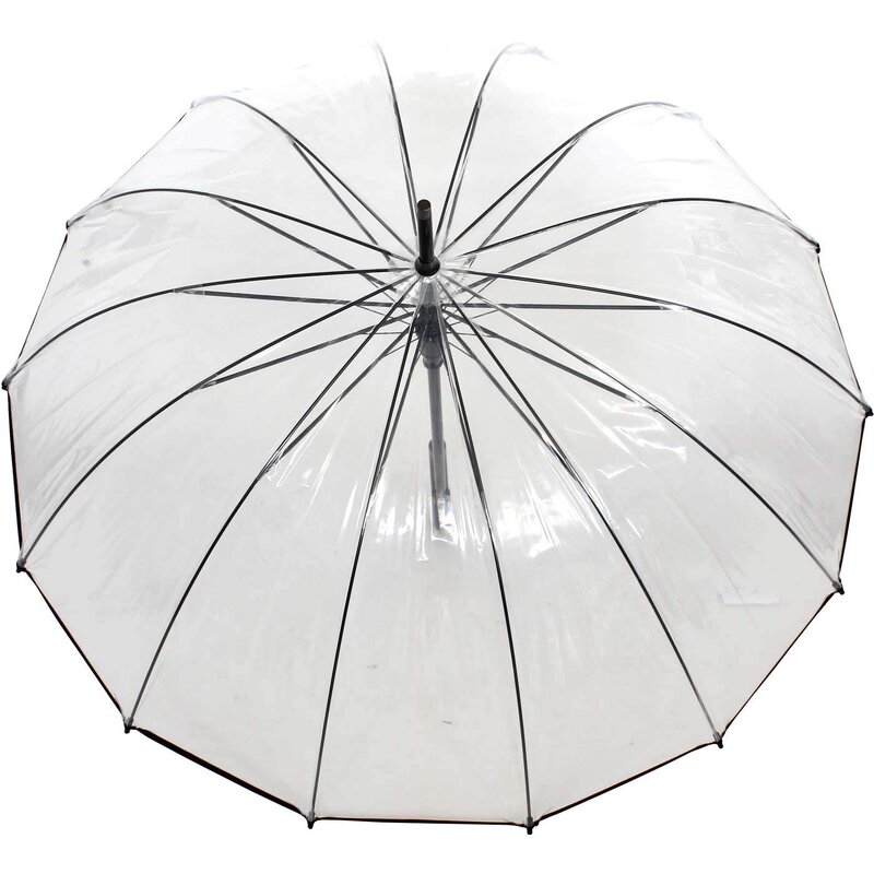 Straight Umbrella Manufacturer - Wholesale Semi Automatic POE PVC Clear Transparent for the Rain 16 Ribs