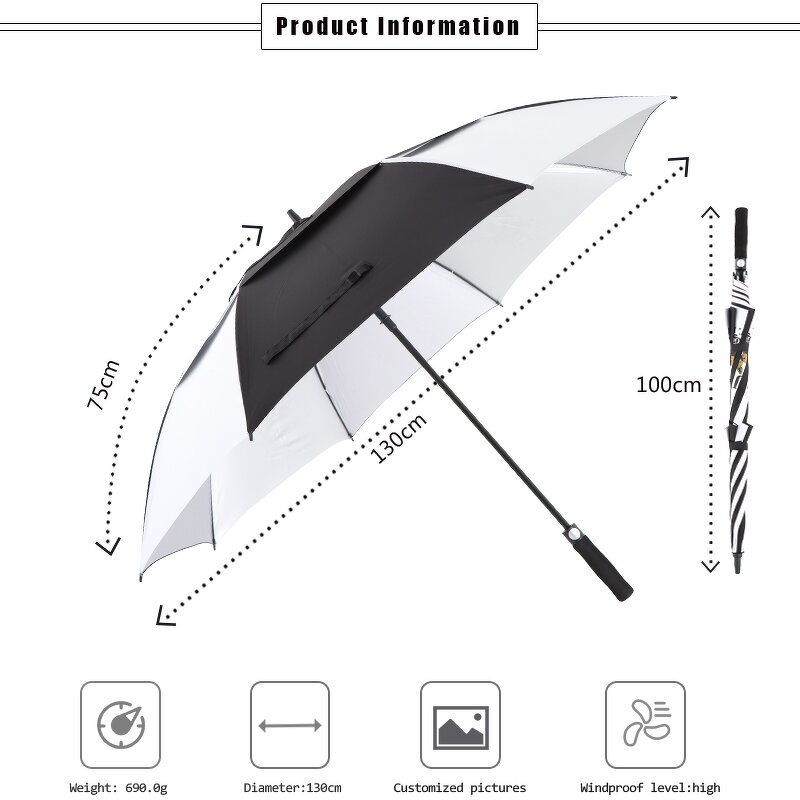 Golf Parasol Manufacturer - Luxury 68 Inch Oversize Extra Large Double Canopy Vented Windproof Waterproof
