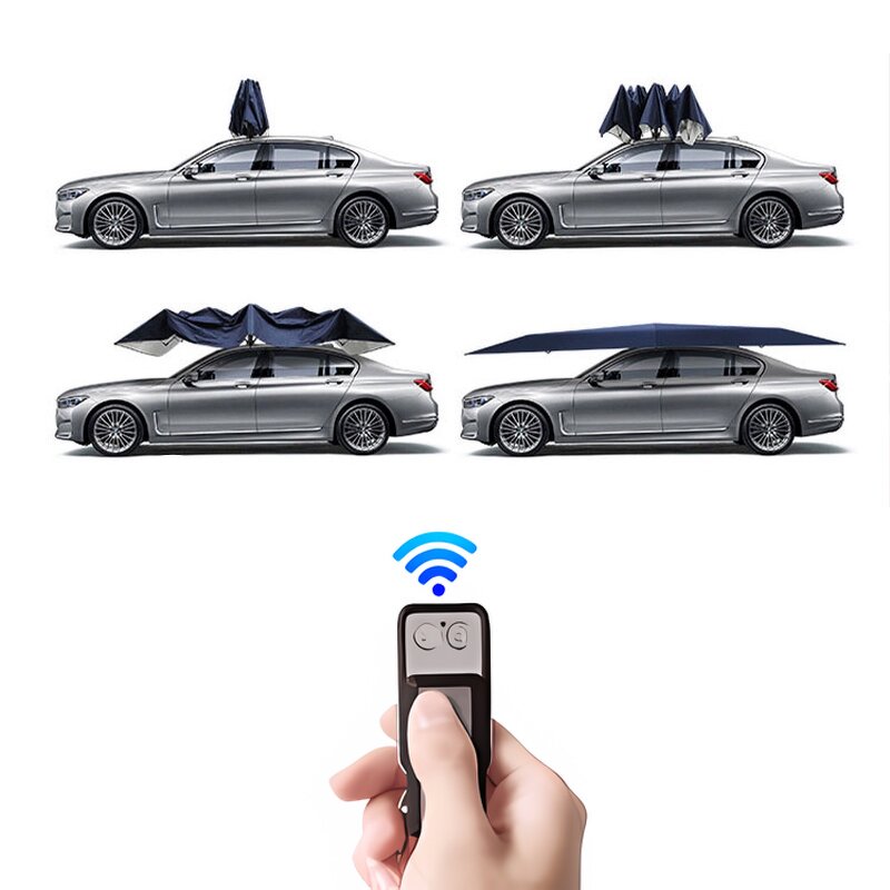 Electric Car Roof Umbrella Manufacturer - Fully Integrated Retractable Rain Sunshade 5.2 m UV Protection Straight Adults Remote Control