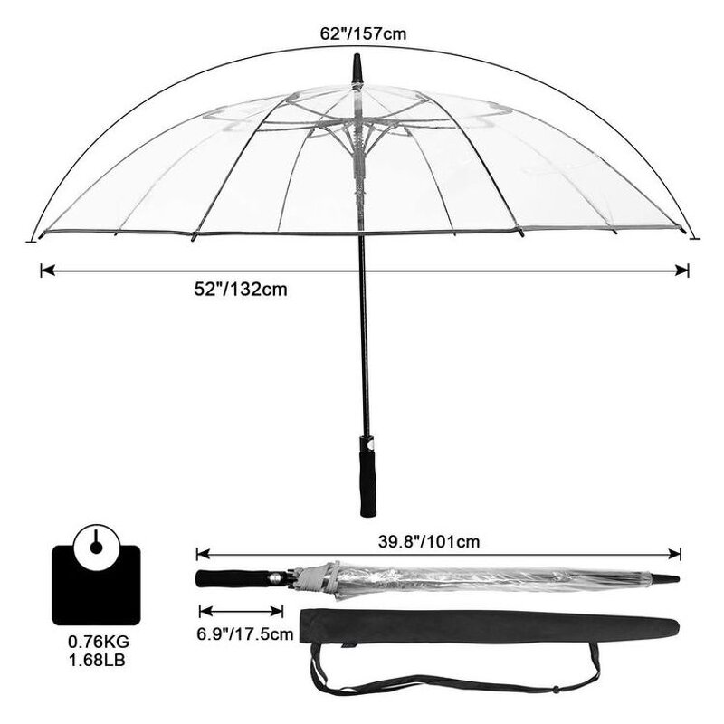 Golf Umbrella Manufacturer - Good Price Straight EVA Handle Transparent 30 Inch Clear PVC POE