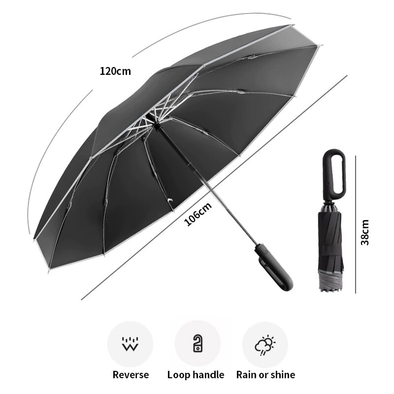 Folding Umbrella Manufacturer - Creative Automatic Reverse Inverted for Men Women Reflective Windproof