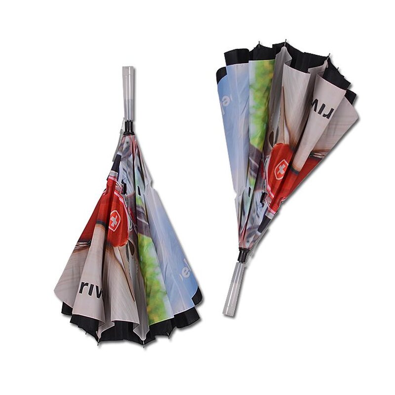 Reverse Umbrella Manufacturer - New Innovative Product Ideas Inverted Reversible Fold Double Layer Canopy C-hook Handle