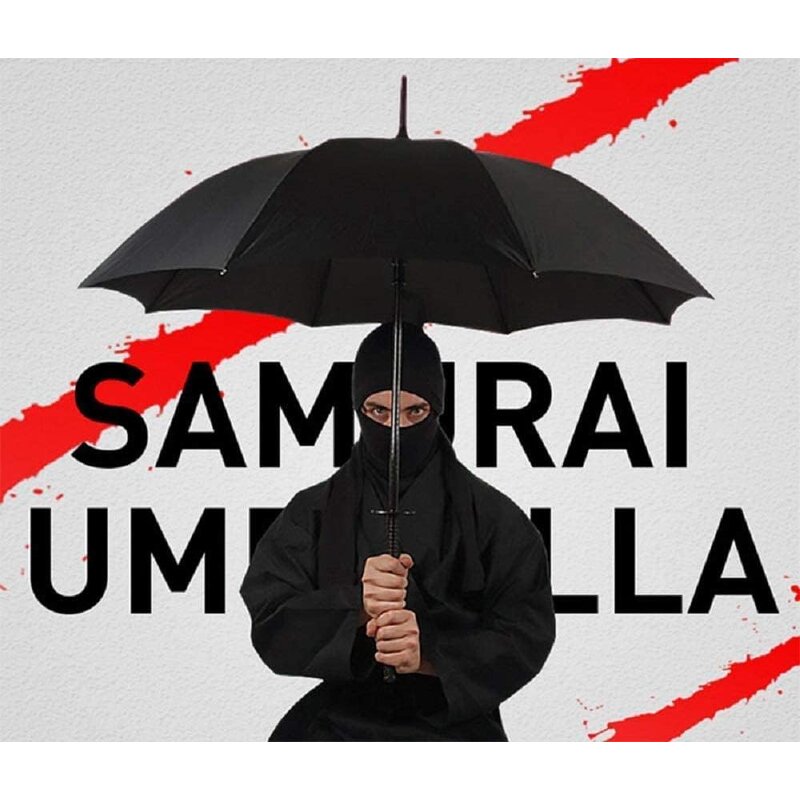 Samurai Umbrella Manufacturer - Supplier Promotional Premium 23 Inches 8 Ribs Japanese Style Automatic Black Cool Katana