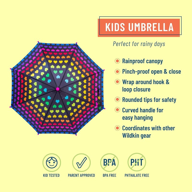 Children's Umbrella Manufacturer - Polka Dot Rainbow Straight Bone Rainproof Canopy and Curved Handle for Easy Hanging