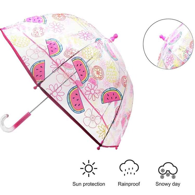 Kids Umbrella Manufacturer - Safety Open Transparent PVC/POE Full Color Printing Dome Shape