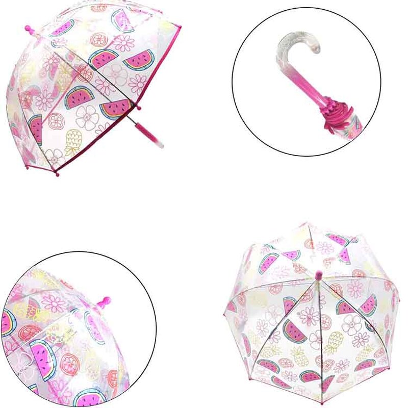 Kids Umbrella Manufacturer - Safety Open Transparent PVC/POE Full Color Printing Dome Shape