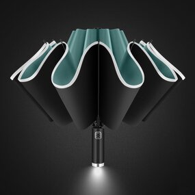 LED Umbrella Manufacturer - 23-Inch Compact Travel Automatic Open & Close Folding with 8 Ribs Reflective Cloth Strip