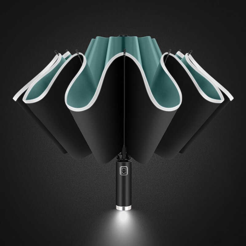 LED Umbrella Manufacturer - 23-Inch Compact Travel Automatic Open & Close Folding with 8 Ribs Reflective Cloth Strip