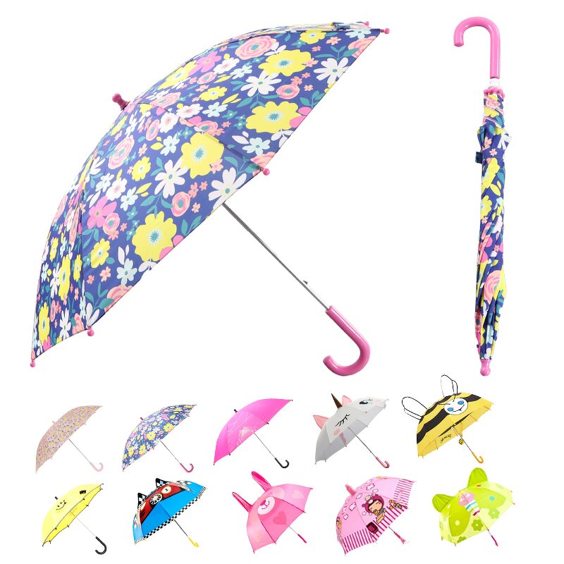 Umbrella Manufacturer - Kids Birthday Party Souvenirs 19" Sublimation Blanks Manual Control Straight Pattern Fan Bottle