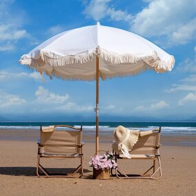 Beach Umbrella Manufacturer - Commercial Vintage Bamboo Parts for Sun Tent and Chair Set Wholesale Manual Control