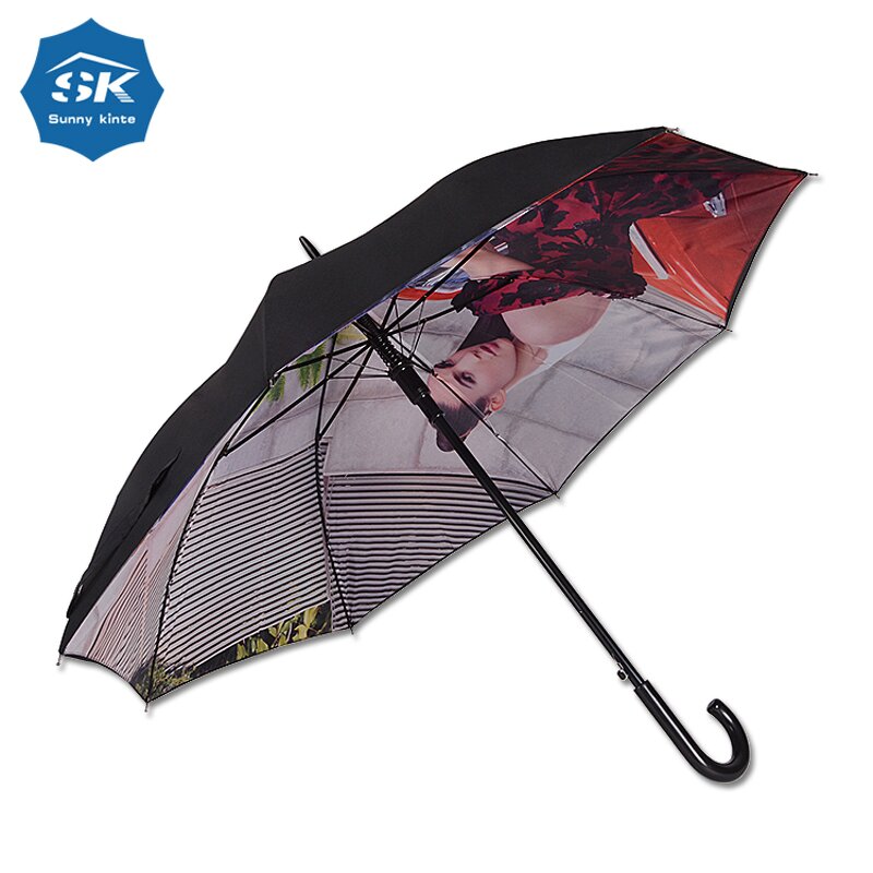 Stick Umbrella Manufacturer - 23Inch UK Walking Style Double Layer Inside Customized Picture Printing