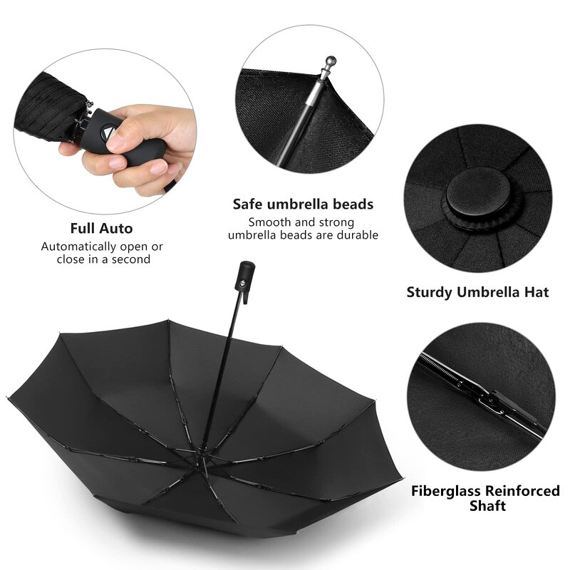 Folding Umbrella Manufacturer - All Automatic Open Fold Portable Travel 46 Inch Nylon with UV Protected
