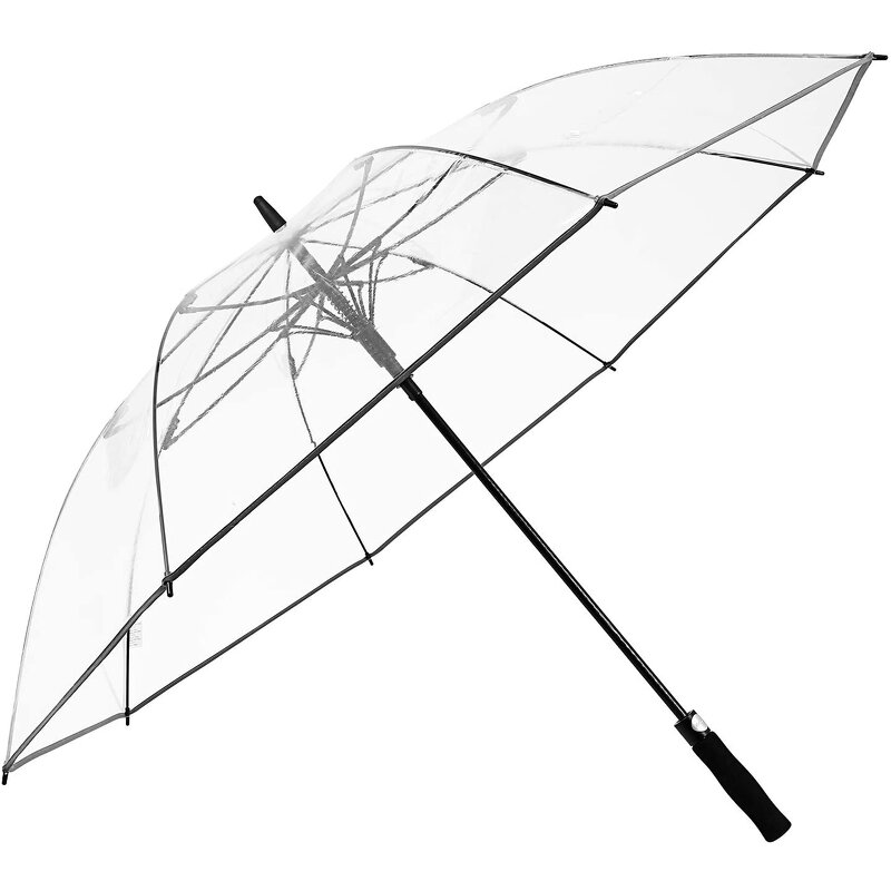 Straight Umbrella Manufacturer - 23-Inch 8K Plastic Handle with PVC Cover Custom Printed Logo Transparent Dome Clear