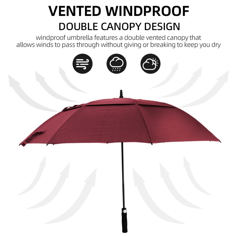 Golf Umbrella Manufacturer - Red with Sleeve with Strap Fully Customized 64 Inch