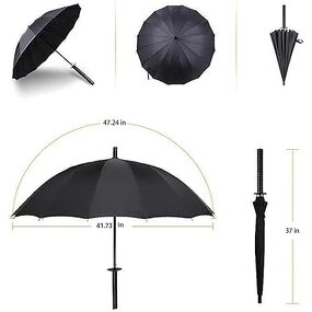 Samurai Umbrella Manufacturer - Supplier Promotional Premium 23 Inches 8 Ribs Japanese Style Automatic Black Cool Katana