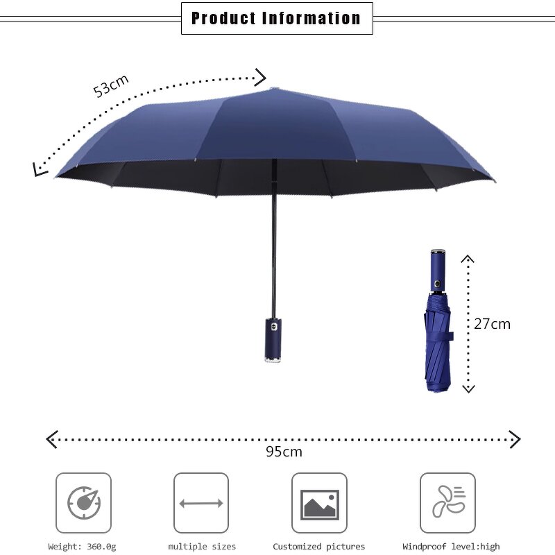 LED Umbrella Manufacturer - Wholesale Fully Automatic Sunscreen Sunshade Dual Use with LED Flashlight 3 Fold