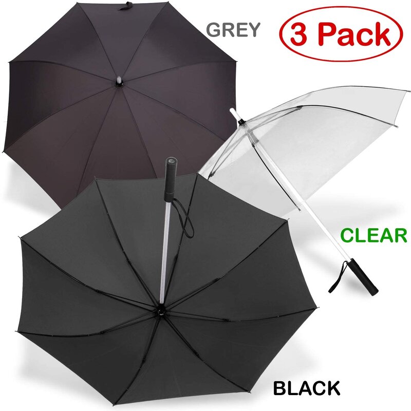 LED Umbrella Manufacturer - 23 Inch Manual Open Straight with LED Flashlight Transparent 7 Colors Changing