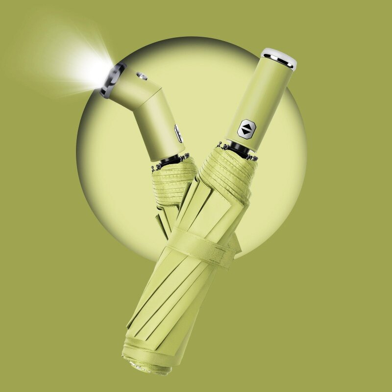 LED Umbrella Manufacturer - Wholesale Fully Automatic Sunscreen Sunshade Dual Use with LED Flashlight 3 Fold