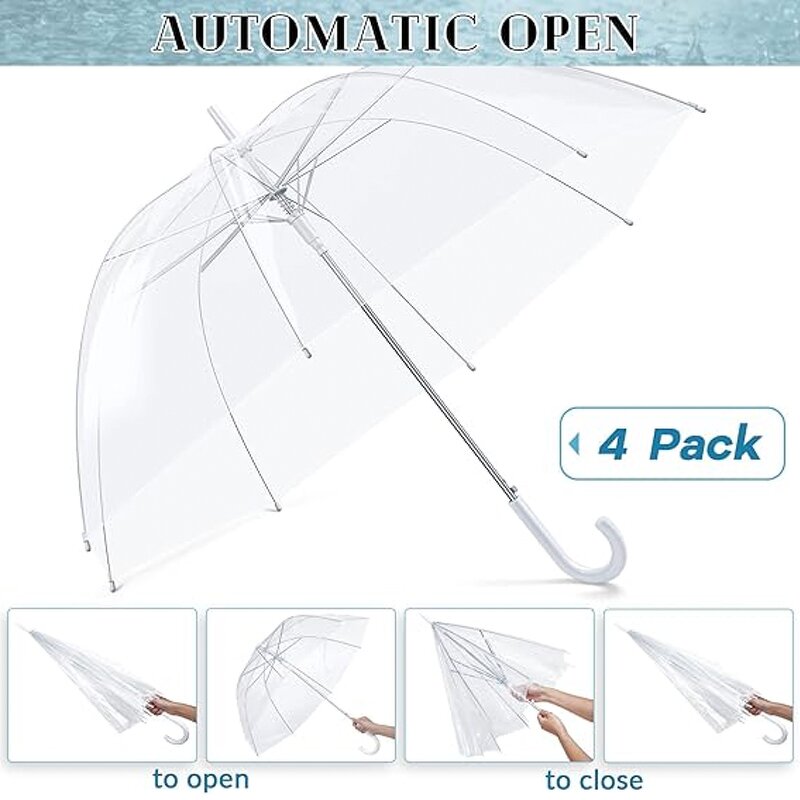 Wedding Umbrella Manufacturer - Wholesale Custom Clear Transparent Windproof Outdoor with Semi-Automatic J Handle