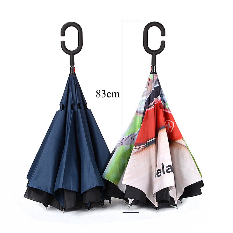 Reverse Umbrella Manufacturer - Accept Custom Full Print 23 Inch 8 Panels Manual Open Inverted with C Shape Handle