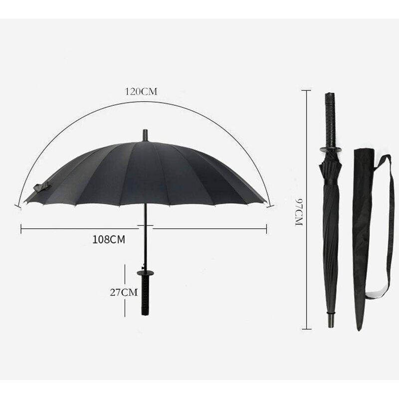 Samurai Umbrella Manufacturer - 2024 Promotional Katana 8 16 24 Rib Japanese Samurai Sword Black Navy Red White