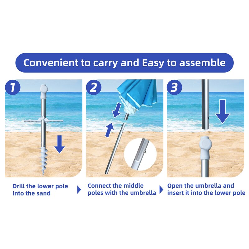 Beach Umbrella Manufacturer - Wholesale Custom Cheap Promotional UV Protection Blue Portable Outdoor with Logo Prints