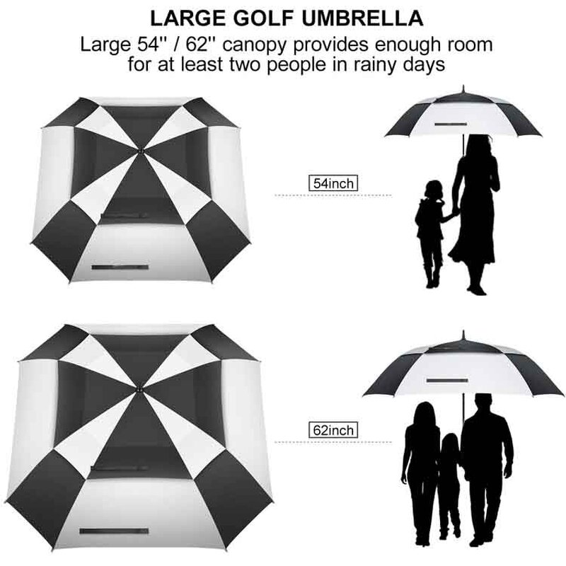 Golf Umbrella Manufacturer - Double Layer Custom Logo 27" Printed Windproof 60 Inch Square