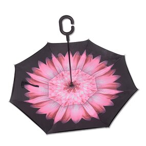 Reverse Umbrella Manufacturer - Custom Inside Out C Shape Handle Reverse Printing with Flower Pattern Print