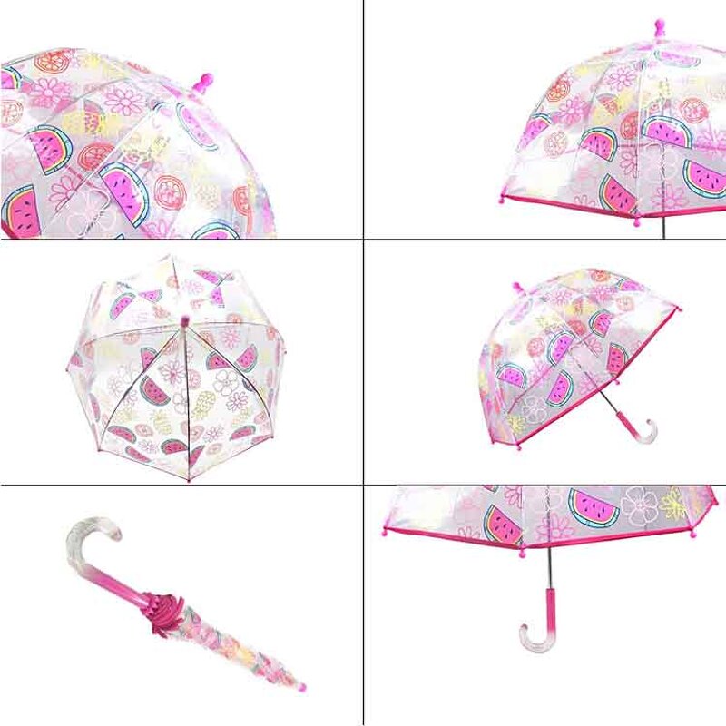 Kids Umbrella Manufacturer - Safety Open Transparent PVC/POE Full Color Printing Dome Shape