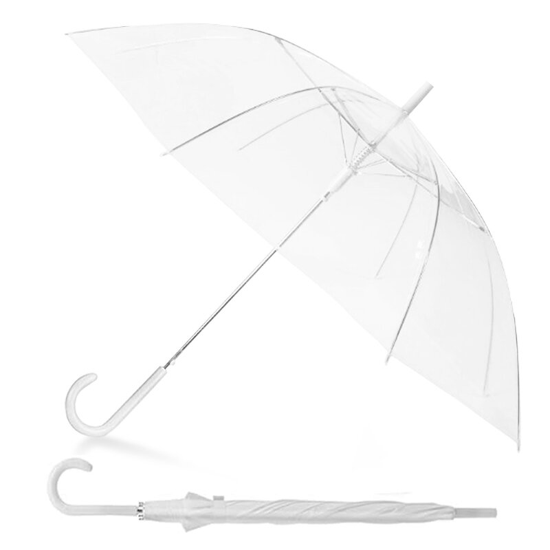 Wedding Umbrella Manufacturer - Wholesale Custom Clear Transparent Windproof Outdoor with Semi-Automatic J Handle