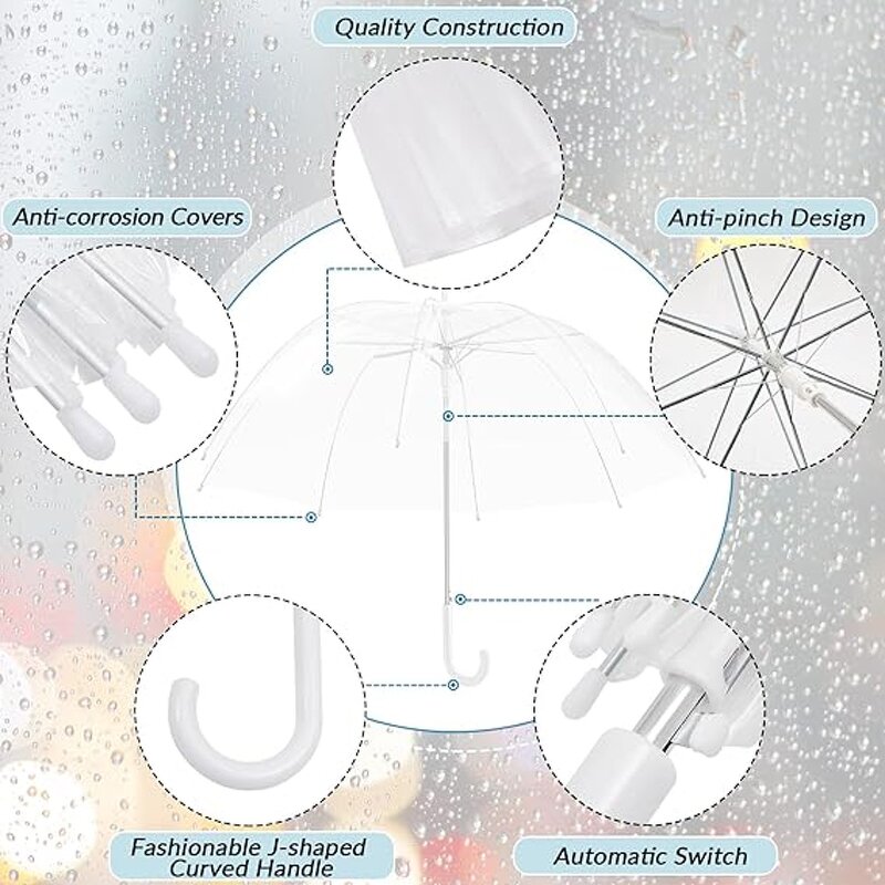 Wedding Umbrella Manufacturer - Wholesale Custom Clear Transparent Windproof Outdoor with Semi-Automatic J Handle