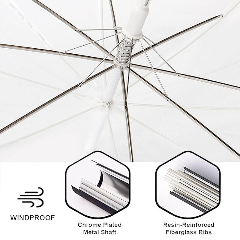 Wedding Umbrella Manufacturer - Wholesale Custom Clear Transparent Windproof Outdoor with Semi-Automatic J Handle