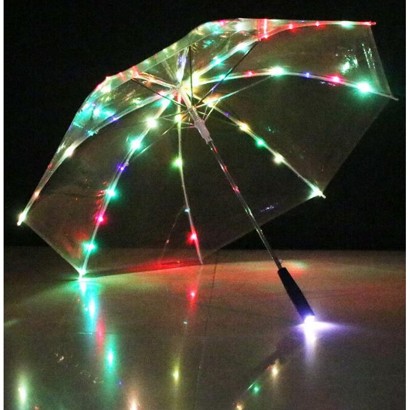 Transparent Umbrella Manufacturer - 2024 Goods in Stock Traditional Small Poe Functional Unique Transparency LED Shaft 7 Color