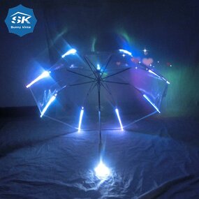 Transparent Umbrella Manufacturer - 2024 Goods in Stock Traditional Small Poe Functional Unique Transparency LED Shaft 7 Color